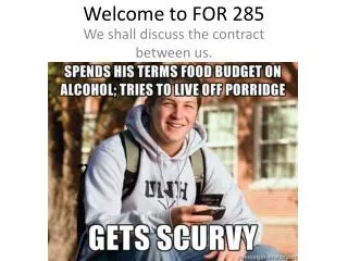 Welcome to FOR 285