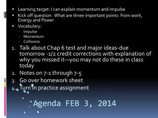 Agenda FEB 3 , 2014