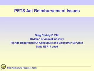 PETS Act Reimbursement Issues