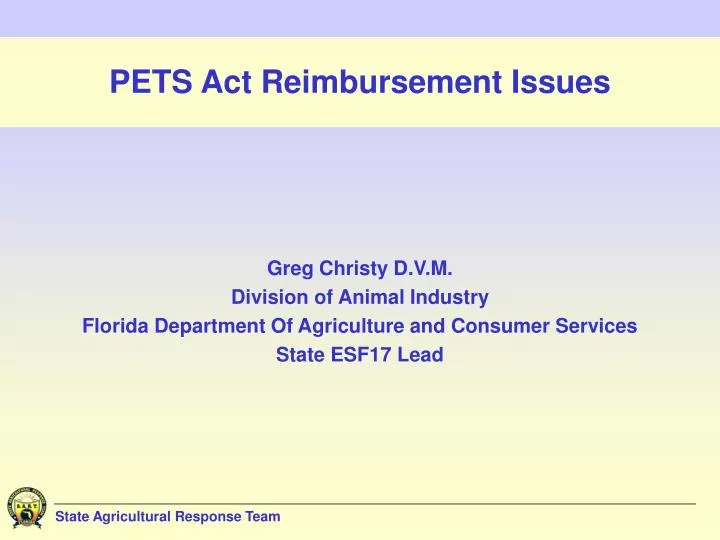 pets act reimbursement issues