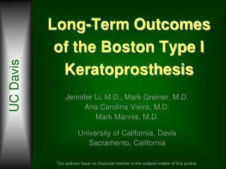 Long-Term Outcomes of the Boston Type I Keratoprosthesis