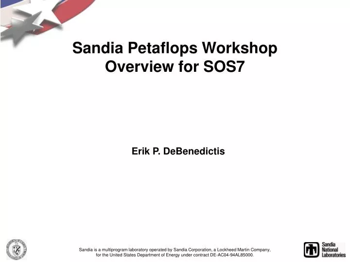 sandia petaflops workshop overview for sos7