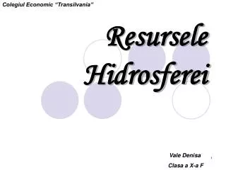 resursele hidrosferei