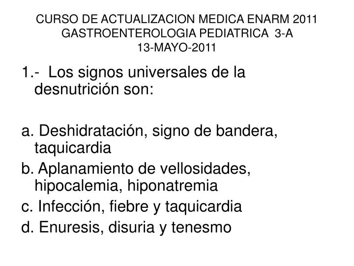 curso de actualizacion medica enarm 2011 gastroenterologia pediatrica 3 a 13 mayo 2011