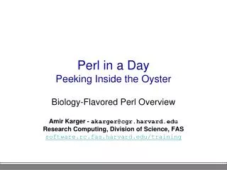 Perl in a Day Peeking Inside the Oyster