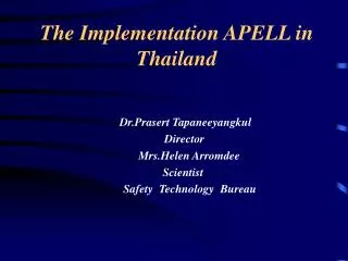 The Implementation APELL in Thailand