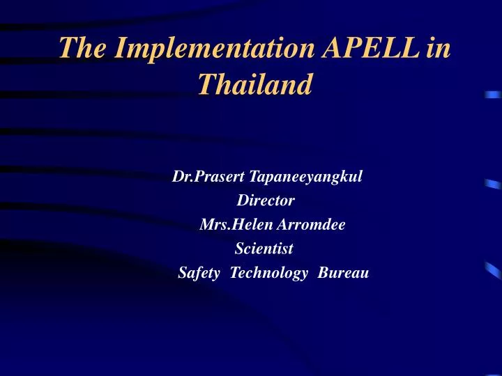 the implementation apell in thailand