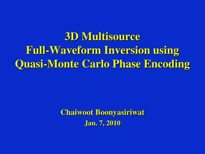 3d multisource full waveform inversion using quasi monte carlo phase encoding