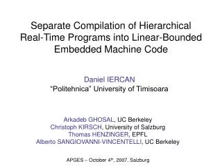 Separate Compilation of Hierarchical Real-Time Programs into Linear-Bounded Embedded Machine Code
