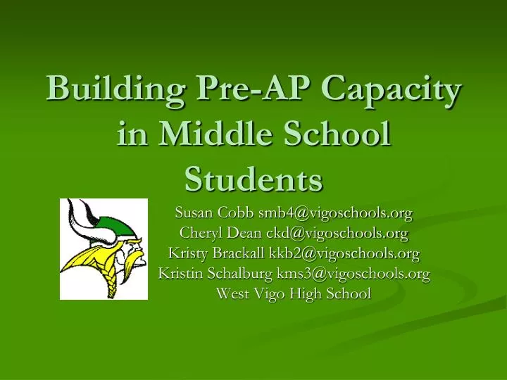building pre ap capacity in middle school students