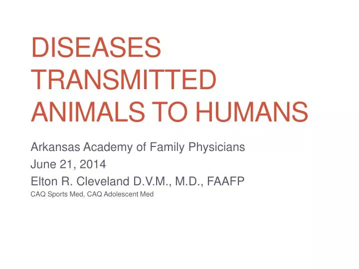 diseases transmitted animals to humans