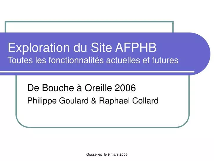 exploration du site afphb toutes les fonctionnalit s actuelles et futures