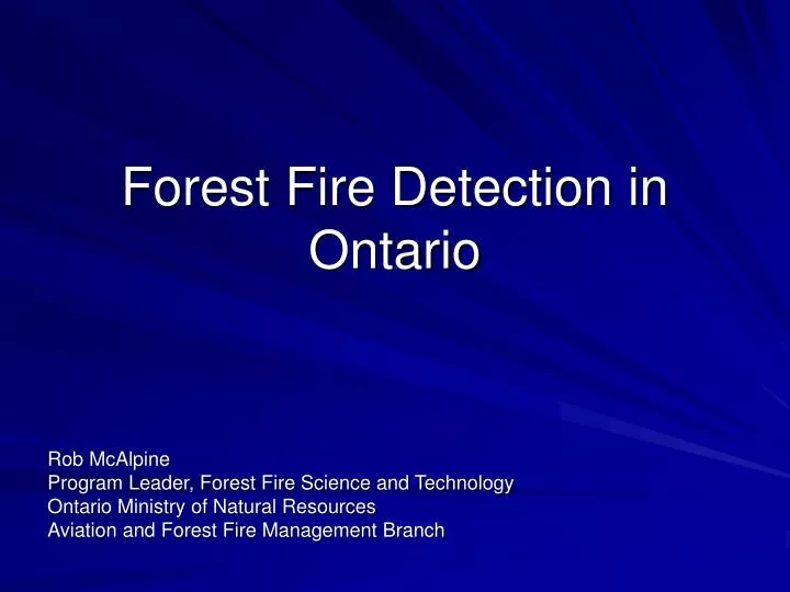 forest fire detection in ontario
