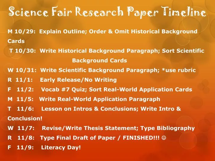 science fair research paper timeline