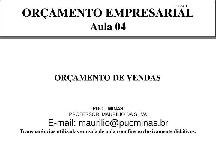 or amento empresarial aula 04