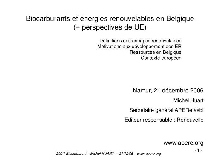 biocarburants et nergies renouvelables en belgique perspectives de ue