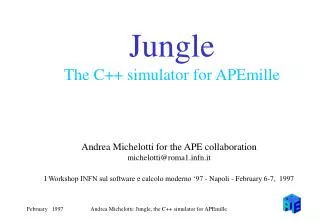 Jungle The C++ simulator for APEmille