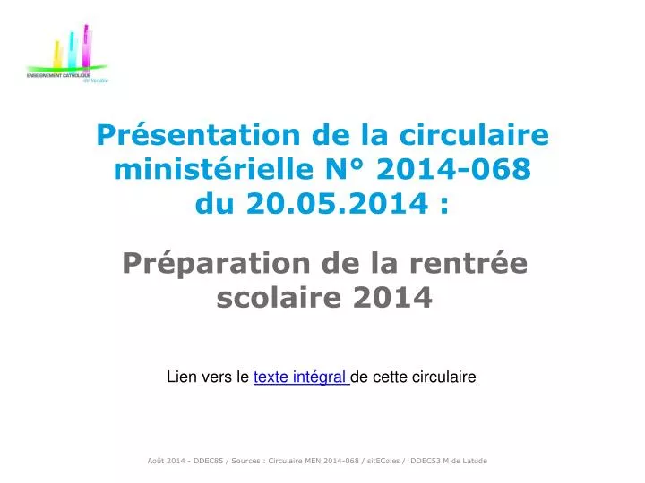 pr sentation de la circulaire minist rielle n 2014 068 du 20 05 2014