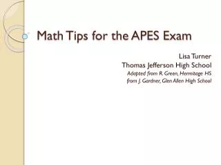 Math Tips for the APES Exam
