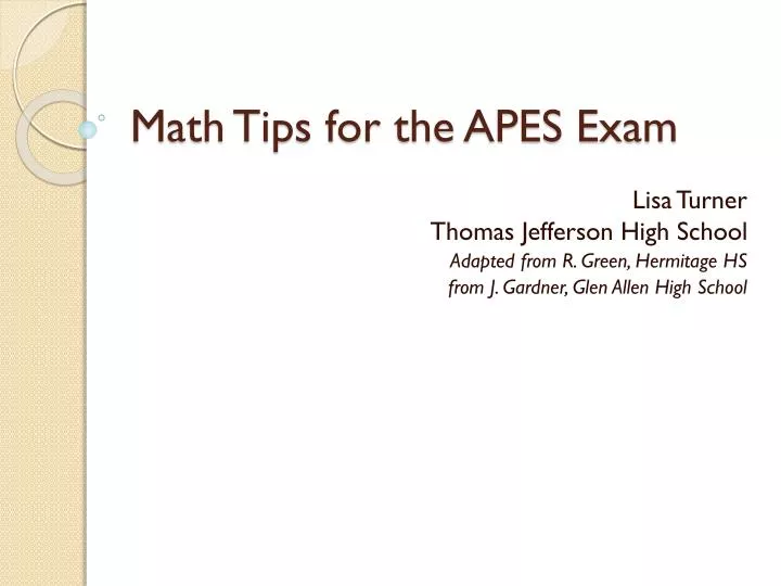 math tips for the apes exam