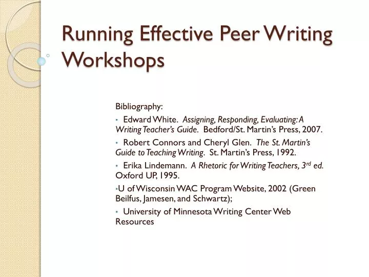 running effective peer writing workshops