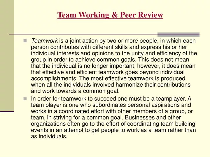 team working peer review