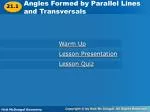 Angles Formed by Parallel Lines and Transversals - slide 1