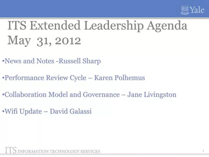 its extended leadership agenda may 31 2012