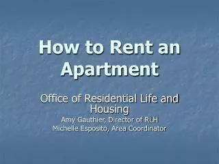 How to Rent an Apartment