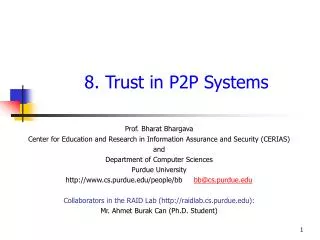 8. Trust in P2P Systems