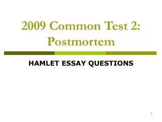 2009 Common Test 2: Postmortem