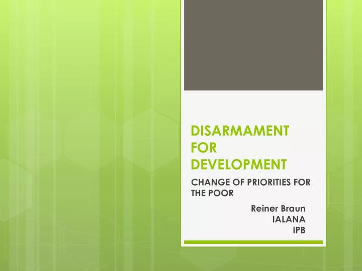 disarmament for development