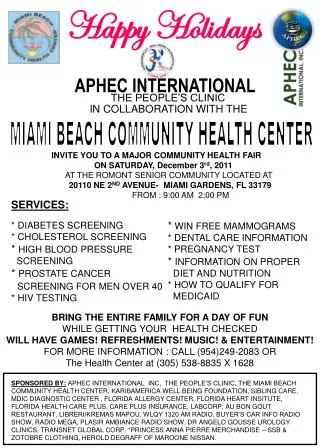 BRING THE ENTIRE FAMILY FOR A DAY OF FUN WHILE GETTING YOUR HEALTH CHECKED