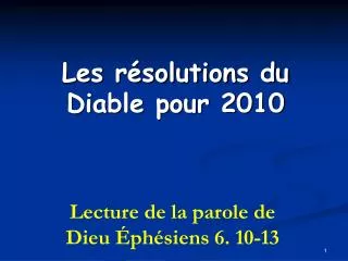 les r solutions du diable pour 2010