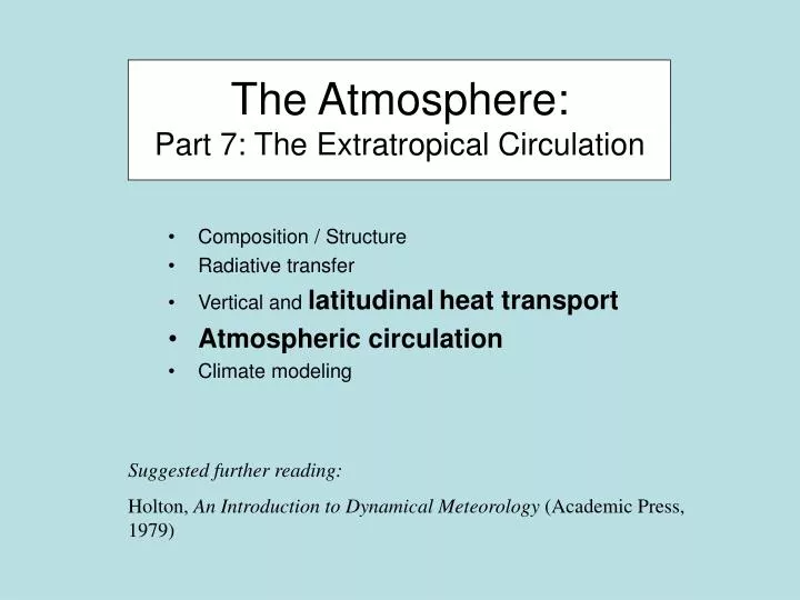the atmosphere part 7 the extratropical circulation