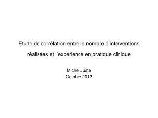 etude de corr lation entre le nombre d interventions r alis es et l exp rience en pratique clinique