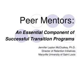 Peer Mentors: