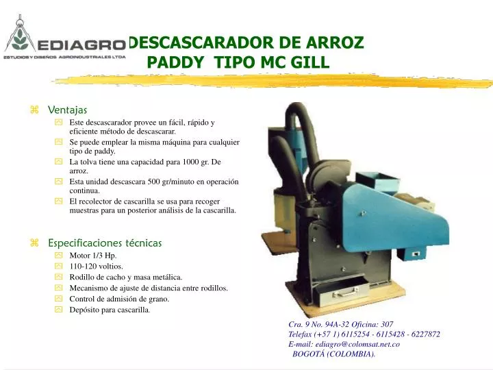 descascarador de arroz paddy tipo mc gill