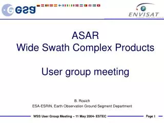 ASAR Wide Swath Complex Products User group meeting