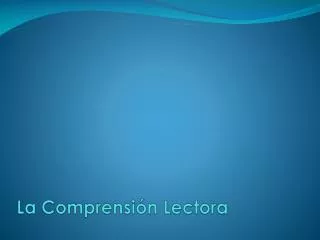 la comprensi n lectora