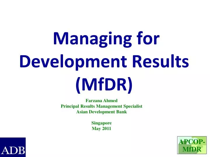 managing for development results mfdr