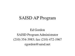 SAISD AP Program
