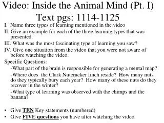 video inside the animal mind pt i text pgs 1114 1125