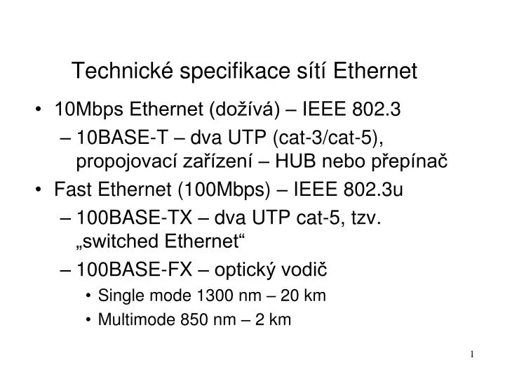 technick specifikace s t ethernet