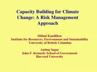 Capacity Building for Climate Change: A Risk Management Approach