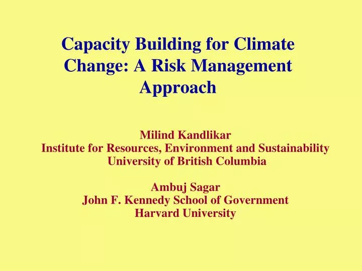 capacity building for climate change a risk management approach