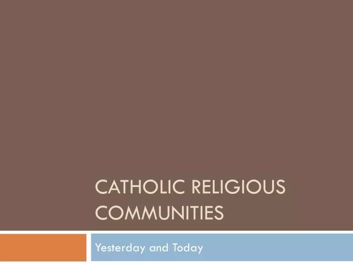 catholic religious communities