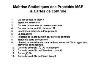 ma trise statistiques des proc d s msp cartes de contr le