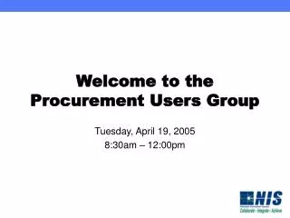 Welcome to the Procurement Users Group