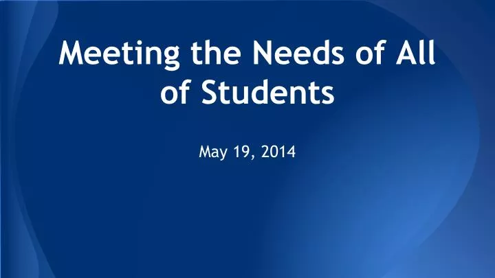 meeting the needs of all of students